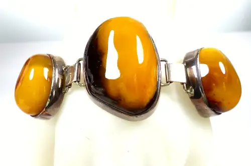 Armband aus 925 Silber  mit Bernstein Amber Butterscotch 21 cm
