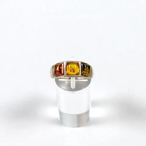 Ring aus 925 Silber mit Bernstein Amber,  Größe 62
