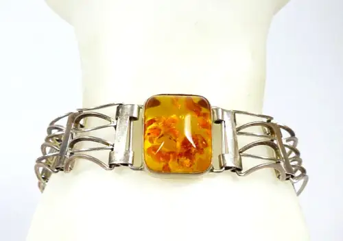 Armband Fischland aus 835 Silber mit Bernstein Amber 16,5 cm