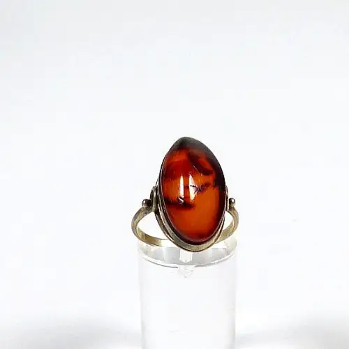 Ring aus 875 Silber russisch mit Bernstein Amber Größe 55