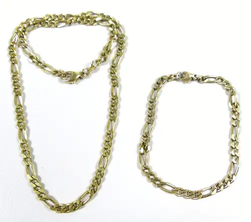 Silber Kette  vergoldet und Silber Armband vergoldet aus 925 Silber