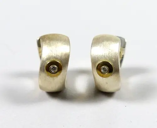 Ohrringe Creolen aus 925 Silber mit Zirkonia Friedrich Binder Mönsheim signiert