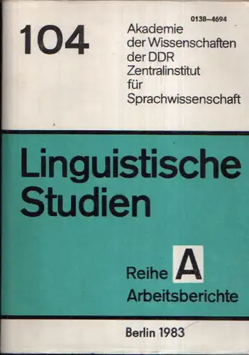 Untersuchungen zu Funktionswörtern Linguistische Studien Reihe A Arbeitsbericht 104