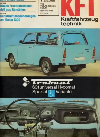 KFT Kraftfahrzeugtechnik - Technische Zeitschrift des Kraftfahrwesens - Jahrgang von 1982/ Hefte 1-12