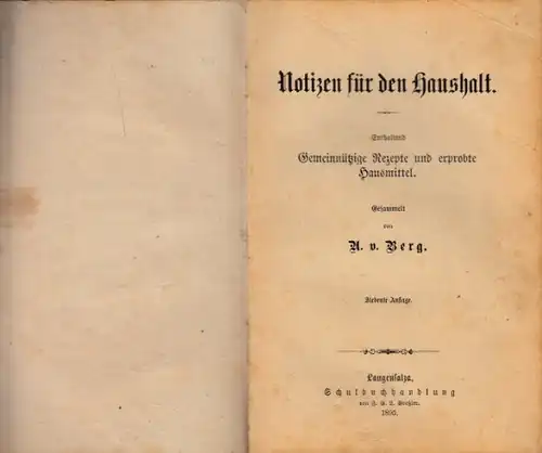 Notizen für den Haushalt - Gemeinnützige Rezepte und erprobte Hausmittel