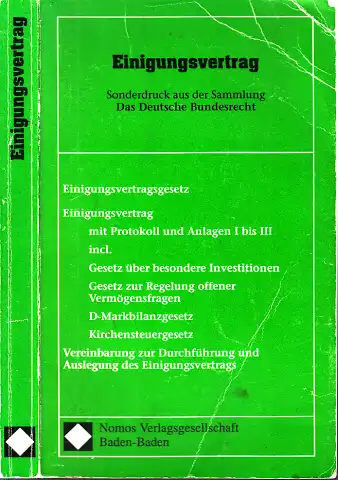 Einigungsvertrag - Sonderdruck aus der Sammlung Das Deutsche Bundesrecht
