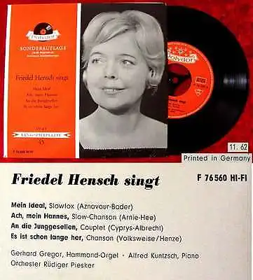 EP Friedel Hensch singt (Polydor F 76 560) D 1962 Clubsonderauflage
