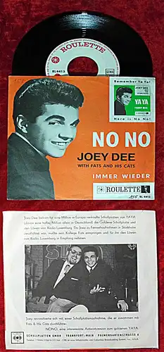 Single Joey Dee w/ Fats and His Cats: No No / Immer wieder (Roulette RL 4413) D