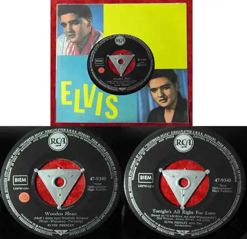 Single Elvis Presley: Wooden Heart (RCA 47-9340) im Elvis Firmenlochcover  D