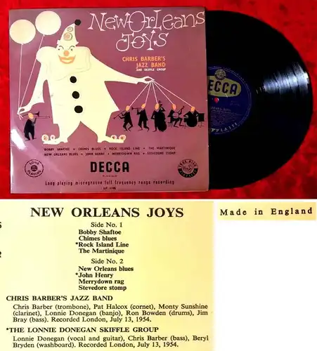 25cm LP Chris Barber & Lonnie Donegan: New Orleans Joys  (Decca LF 1198) UK 1957