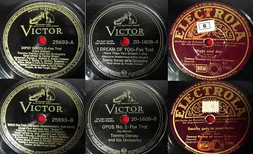 6 Original 78er Schellackplatten TOMMY & JIMMY DORSEY  auf RCA & Decca