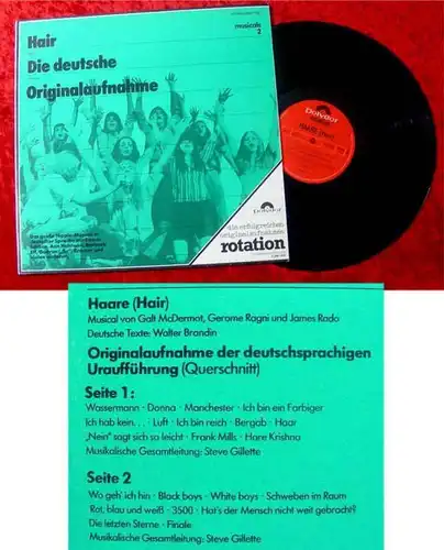 LP Hair - deutsche Originalaufnahme 1968 Su Kramer Reiner Schöne Rotation Serie