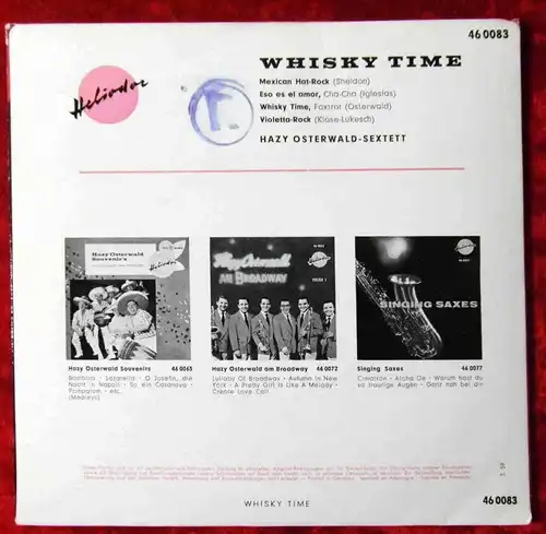 EP Hazy Osterwald Sextett: Whisky Time (Heliodor 46 0083) D 1959
