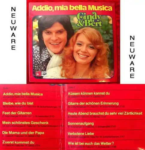 LP Cindy & Bert: Addio Mia Bella Musica (BASF 229 238)  (Neuware)