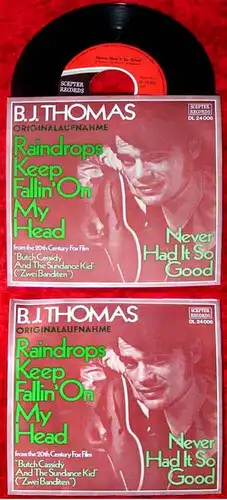 Single B.J. Thomas: Raindrops keep fallin on my head (Scepter DL 24 006) D