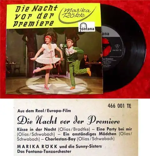 EP Marika Rökk: Die Nacht vor der Premiere (Fontana 466 001 TF) D 1959
