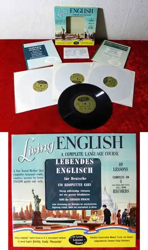 4LP Box Living English - 40 Lessons  - kompletter Englisch-Kurs auf Vinyl - 1957