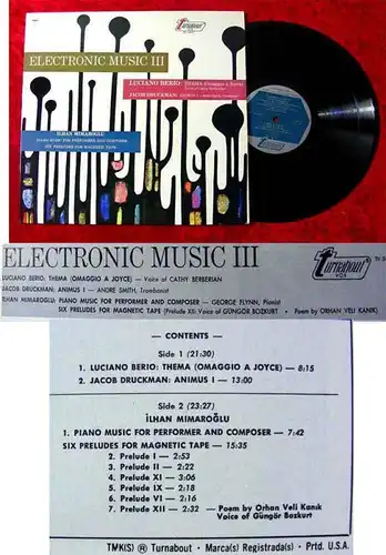LP Eletronic Music III Luciano Berio Jacob Druckman