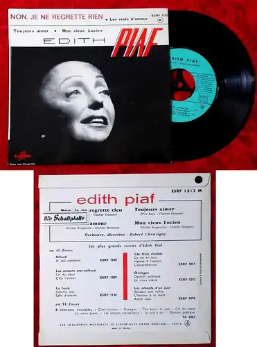 EP Edith Piaf: Non, Je Ne Regrette Rien + 3 (Columbia ESRF 1312 M) F