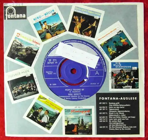 Single High Society: People Passing by (Fontana TF 771) UK 1966 Musterplatte