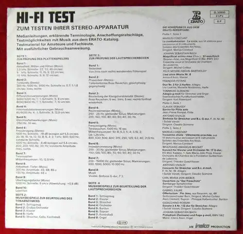 2LP Hi-Fi Test - Prüfung & Erprobung von Stereo Geräten (Erato ZL 30500) NL 1977