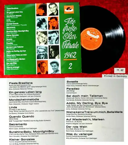 LP Große Star Parade 1962/2 (Polydor LPHM 46 621) Ted Herold Mina Peter Kraus...