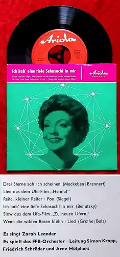 EP Zarah Leander: Ich hab eine tiefe Sehnsucht in mir (Ariola 35 405) D 1959