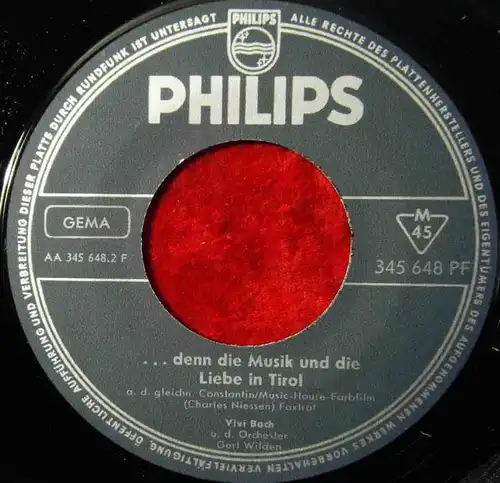 Single Vivi Bach: King Holly Gully (Philips 345 648 PF) D