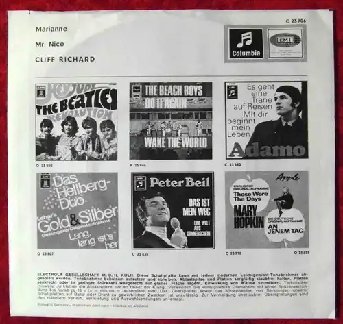 Single Cliff Richard: Marianne (Columbia C 23 906) D 1969