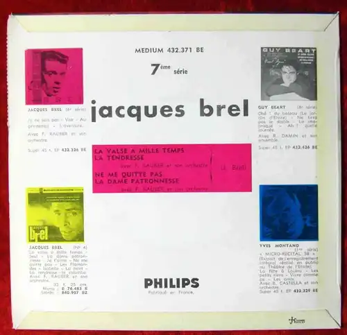 EP Jacques Brel: La Valse A Mille Temps + 3 (Philips 432 371 BE) Frankreich