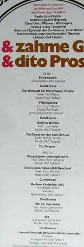 LP Lissy Tempelhof & Ernst Kahler: Begeistert von Berlin - Wilde & Zahme Gesänge
