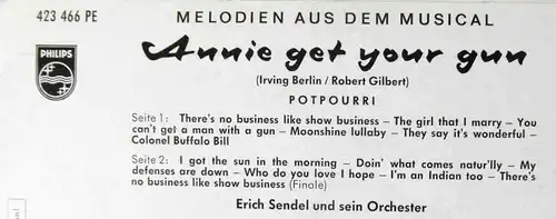 EP Erich Sendel: Melodi9en aus "Annie Get Your Gun" (Philips 423 466 PE) D 1963