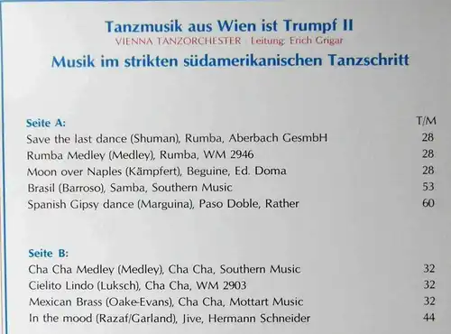 LP Vienna Tanzorchester Erich Grigar: Tanzmusik aus Wien ist Trumpf II (A) 