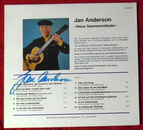 LP Jan Anderson: Jeder Seemann, der kommt in den Himmel (Signiert) D