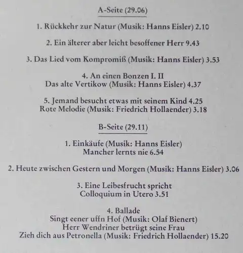 LP Rolf Linnemann: Rückkehr zur Natur - Lieder & Texte von Tucholsky (1977)