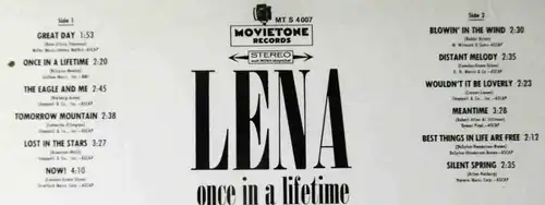 LP Lena Horne: Once In A Lifetime (Movietone MT S 4007) D