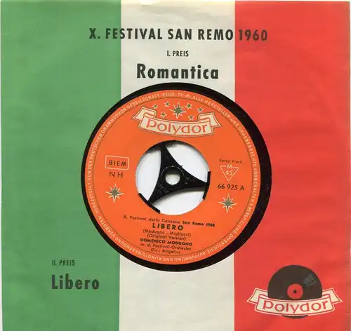 Single Domenico Modugno: Libero (Polydor 66 925) D 1960