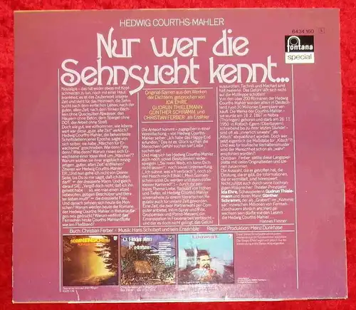 LP Nur wer die Sehnsucht kennt - Hedwig Courths-Mahler (Fontana 6434 160) D 1973