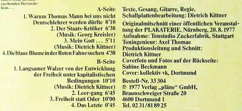LP Dietrich Kittner: Heil die Verfassung! (Pläne 33 304) D 1977