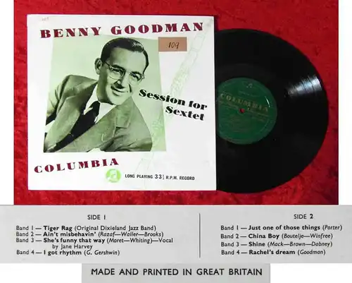 25cm LP Benny Goodman: Session for Sextet (Columbia §§S 1048) UK