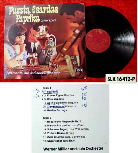 LP Werner Müller: Puszta, Csardas, Paprika Gipsy Love (Decca) D