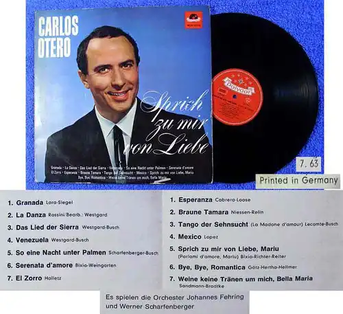 LP Carlos Otero: Sprich zu mir von Liebe (Polydor 46 776) D 1963