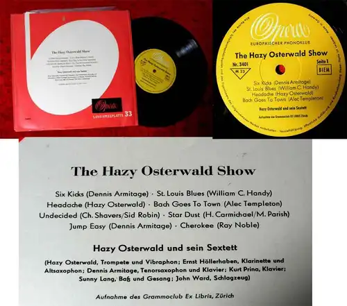 25cm LP Hazy Osterwald Show (Opera 3401) Europäischer Phono-Klub