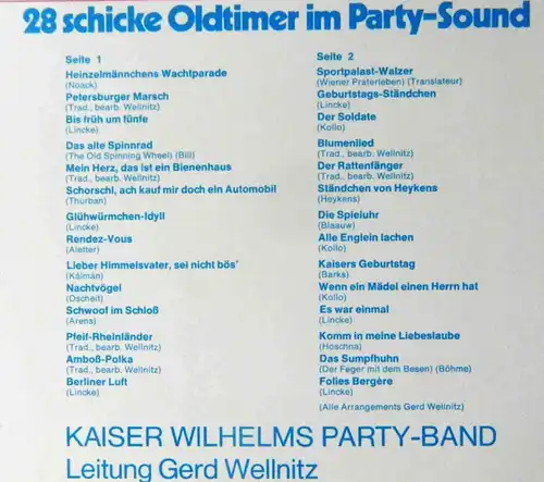 LP Kaiser Wilhelm´s Party Band Gerd Wellnitz: Kaiser Wilhelm á GoGo (Columbia) D