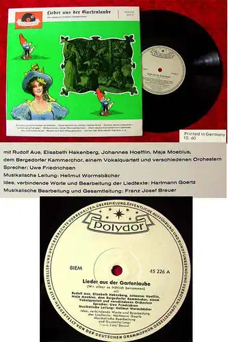 25cm LP Lieder aus der Gartenlaube  (Polydor 45 226 LPH)  1960