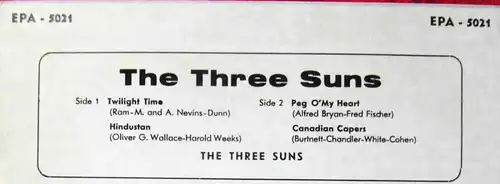 EP Three Suns: Twilight Time + 3 (RCA EPA-5021) D