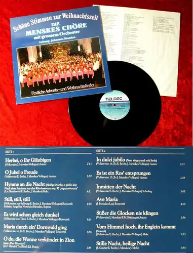 LP Menskes Chöre: Schöne Stimmen zur Weihnachtszeit (Teldec 626350 AS) D 1986