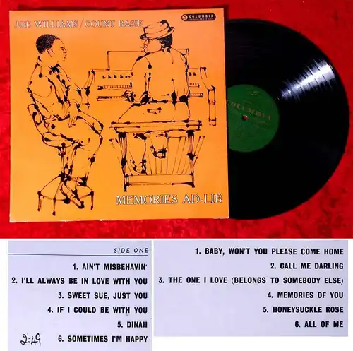 LP Joe Williams & Count Basie: Memories Ad-Lib (Columbia 33SX 1175) UK 1958