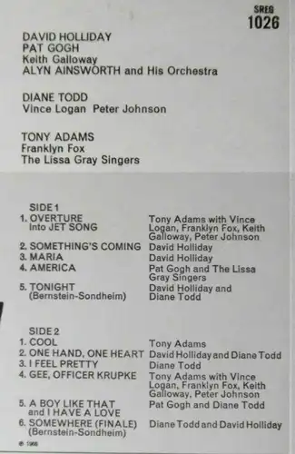 LP David Holliday Pat Gogh Diane Todd Tony Adams: West Side Story (Regal 1026)