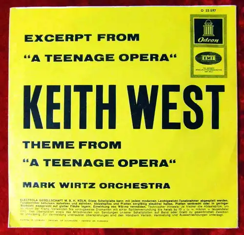 Single Keith West: Excerpt From §A Teenage Opera" (Odeon O 23 597) D